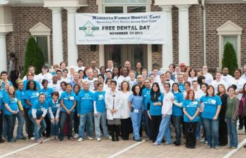 Team “Mansouri Family Dental Care & Associates” standing in front of the office on the occasion of "Free Dental Day"