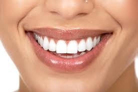 Women smile show whether healthy white teeth.
